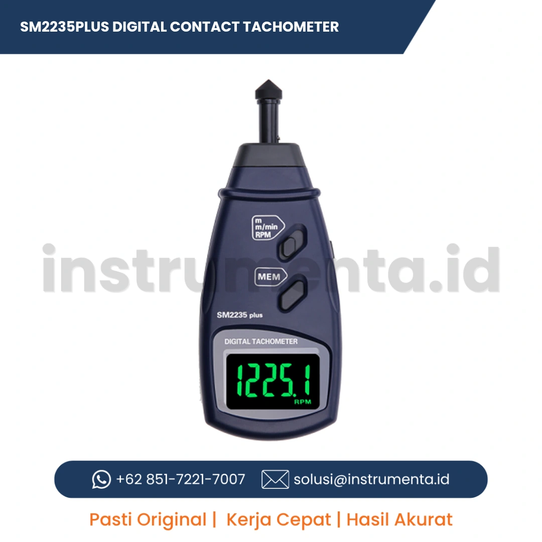 Official Supplier SM2235PLUS DIGITAL CONTACT TACHOMETER Alat Ukur Kecepatan Putaran Rotasi Mekanis Kontak Langsung